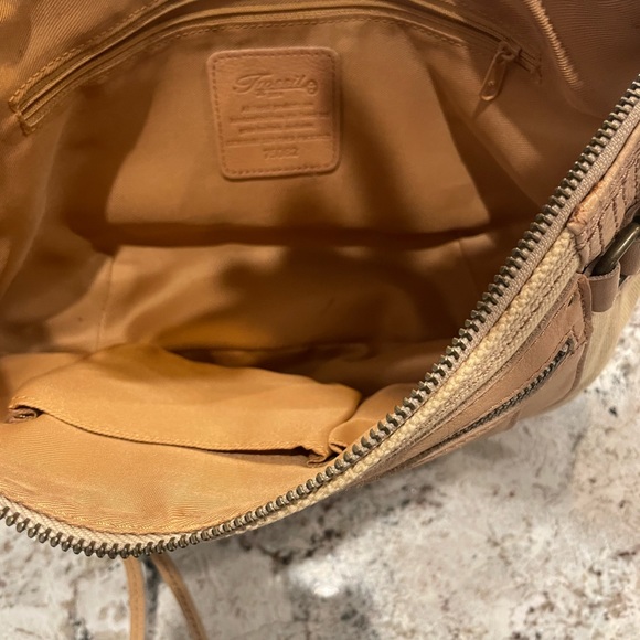 Fossil Leather and Canvas Fossil Bag w/ Fringe Pulls - Picture 10 of 10